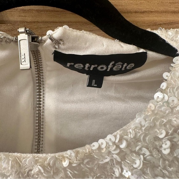Retrofete Xi Sequin Top White Size L - Picture 5 of 7